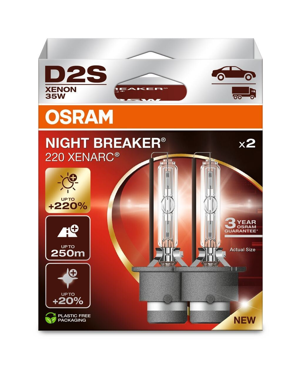 Set 2 becuri XENON D2S 12V 35W Night Breaker 220 XENARC +220%