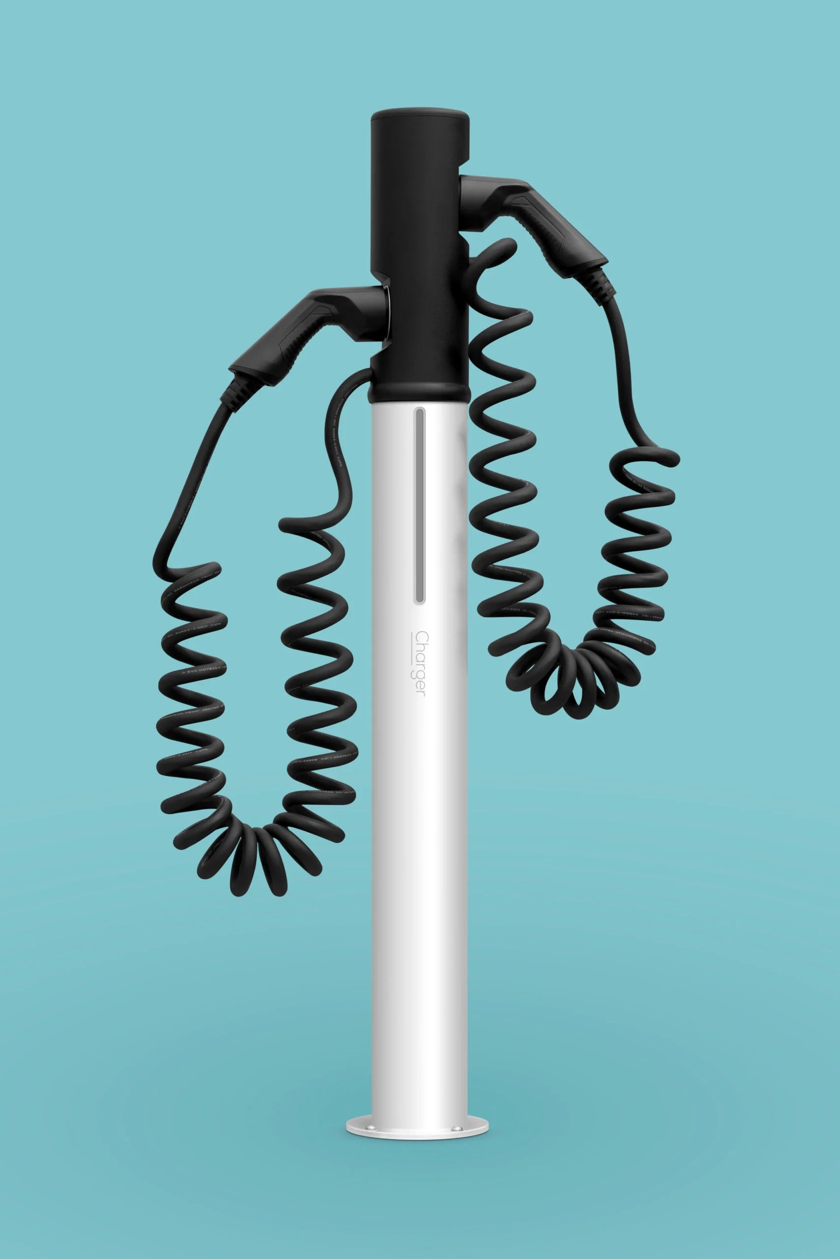 Stație încărcare electrică auto Astreea® SmartCharger, self standing, 2 prize, 2 cabluri spiralate, 2x22kw