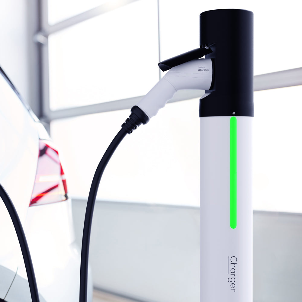 Stație încărcare electrică auto Astreea® SmartCharger, self standing, 1 priză, cablu spiralat, 22kw