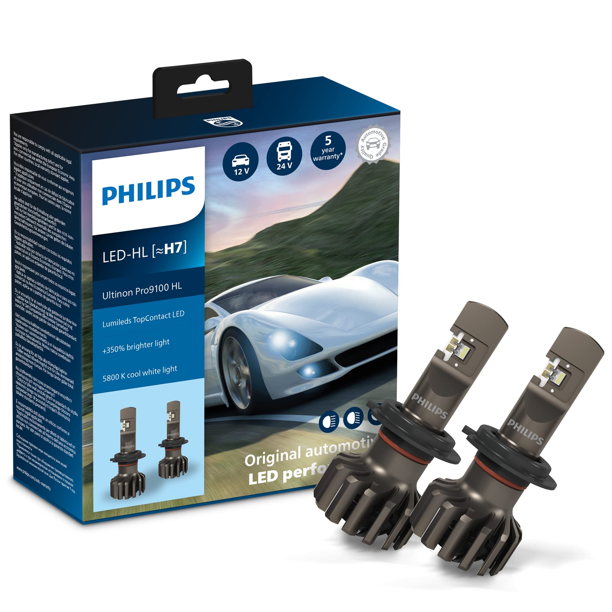 Set 2 becuri LED H7 12/24V 18W 5800K Ultinon PRO9100 HL +350%